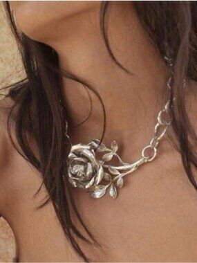 Vintage Garden Rose Chain Necklace